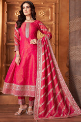 Pink Tissue Sequin Embroidered Anarkali Suit